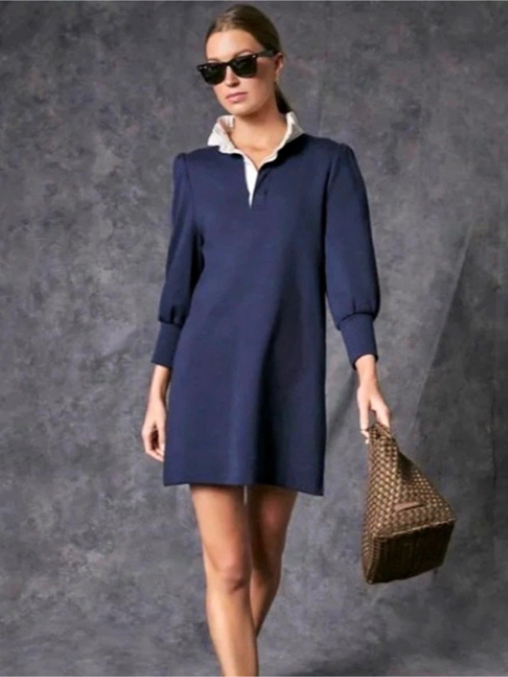 Pomander Place Charlotte Terry Dress Mini Blue & White Small